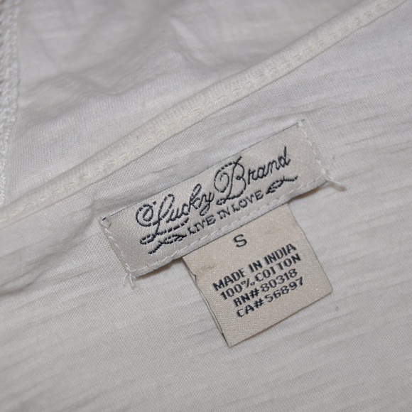 LUCKY BRAND Cream Eyelet Lace Insert Chloe Top S - Picture 7 of 8