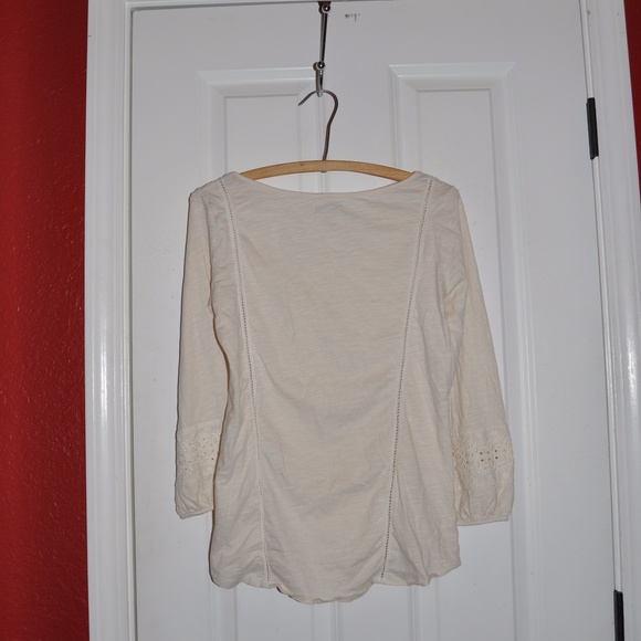 LUCKY BRAND Cream Eyelet Lace Insert Chloe Top S - Picture 6 of 8