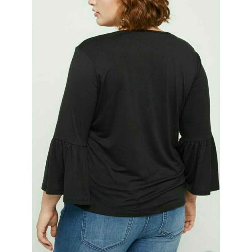 NWT Ruffled Bell Sleeve Top - Picture 2 of 3