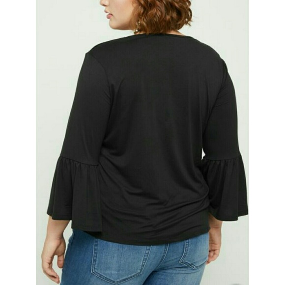 NWT Ruffled Bell Sleeve Top - Picture 2 of 3