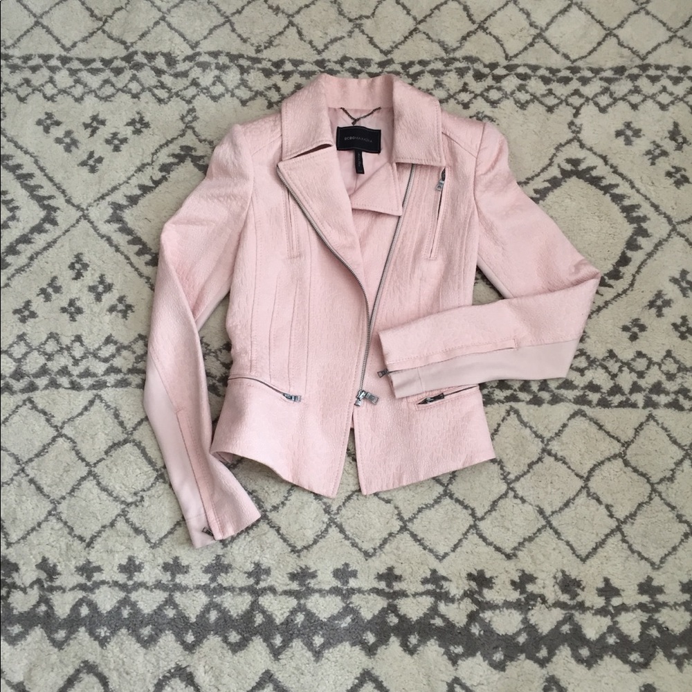 V DAY SALE BCBGMaxazaria Boe Moto Jacket blush XXS