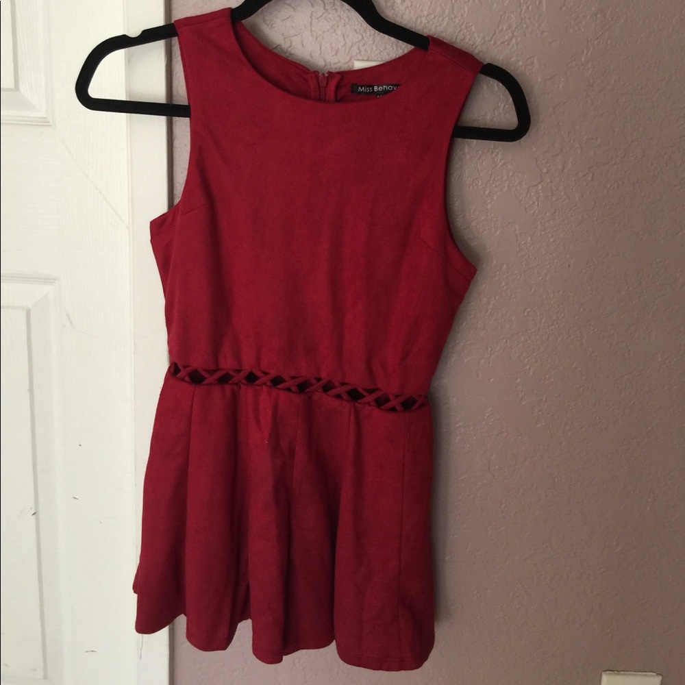 Miss Behave Burgundy Red romper dressy size 12