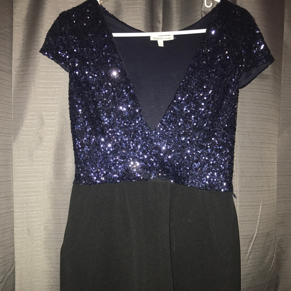Sequin blue and black romper with POCKETS! 💙