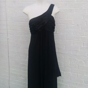 David's Bridal 10 or M black Grecian one shoulder