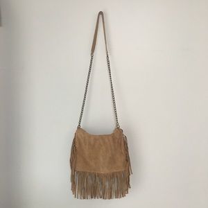 Faux Suede Fringe Crossbody