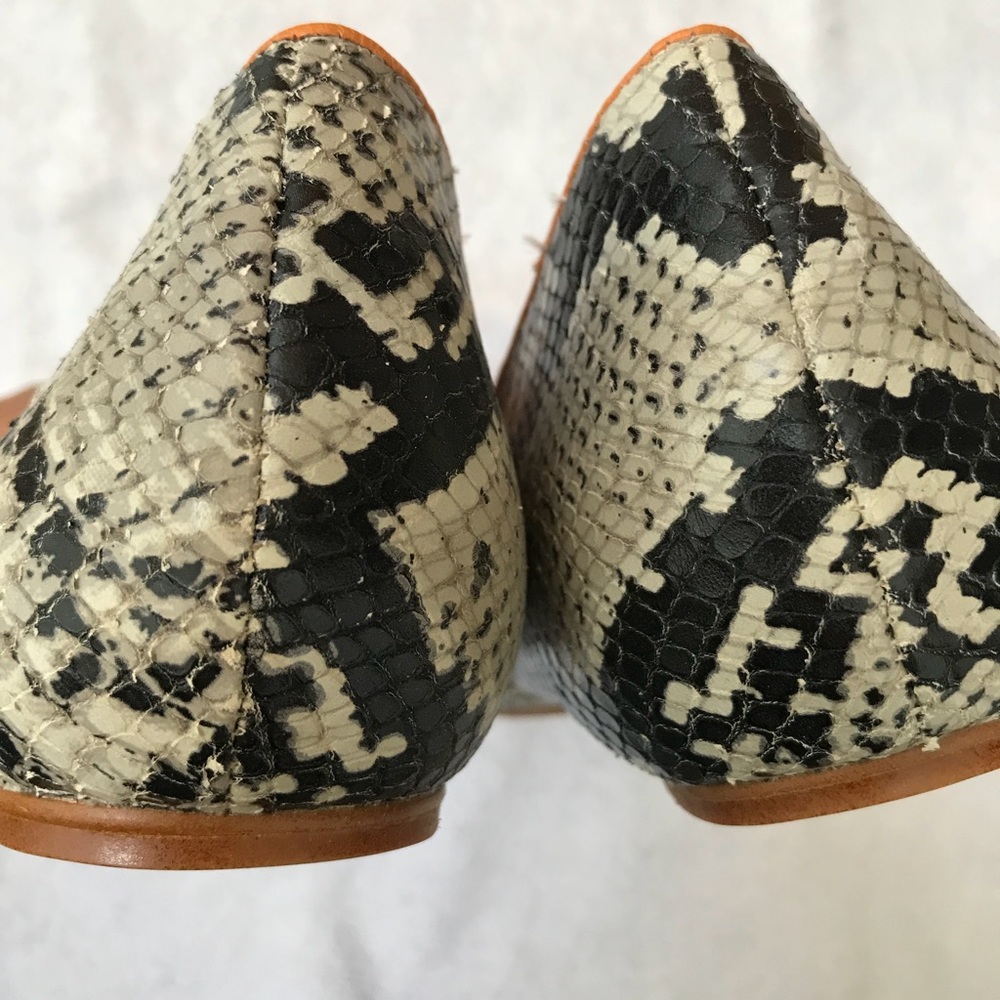 🆕 Zara Snakeskin Flats with Tan/Orange Trim - Picture 4 of 7