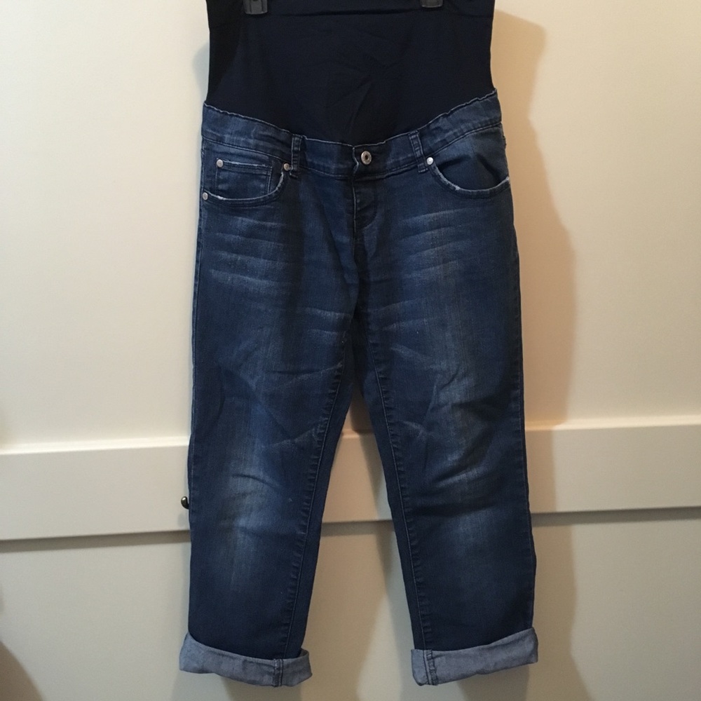 Lilac brand denim capris with maternity panel