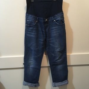 Lilac brand denim capris with maternity panel