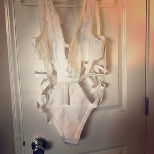 White caged bathing suit
