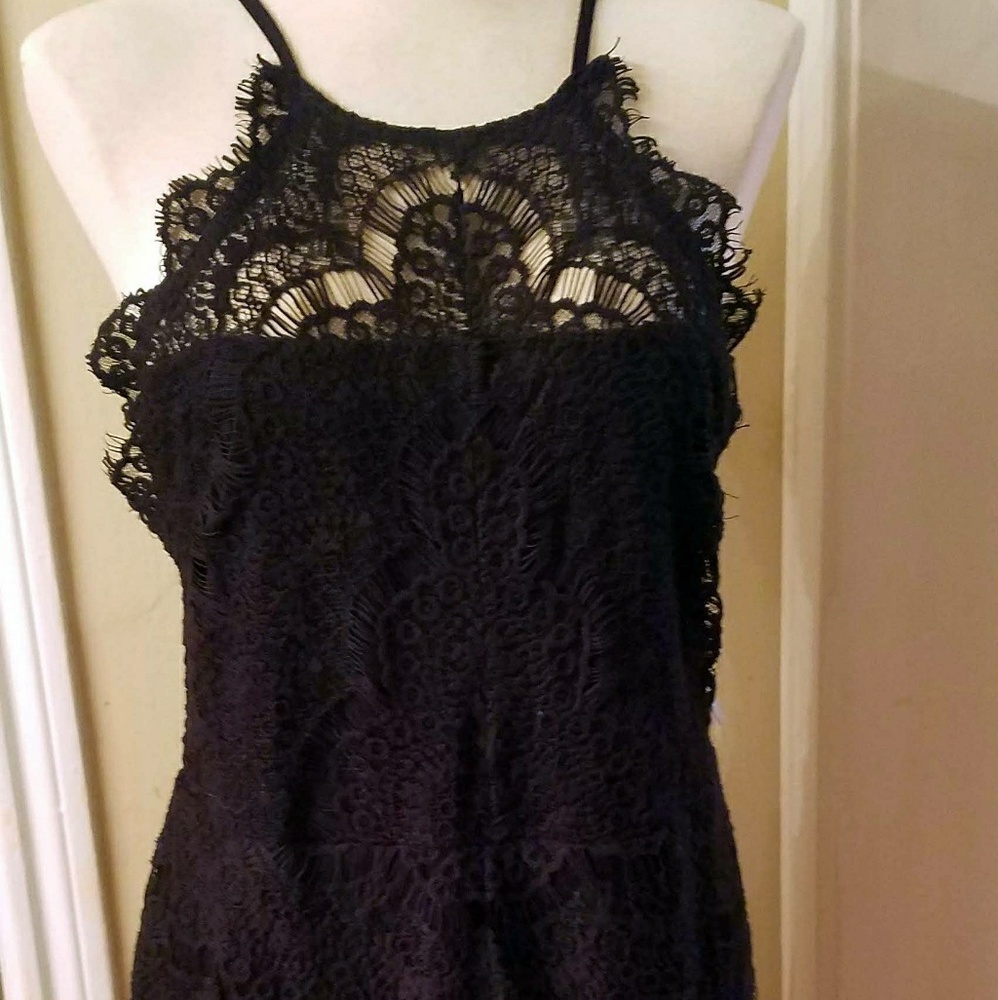 Free People She's Got Slip Black Lace Dress