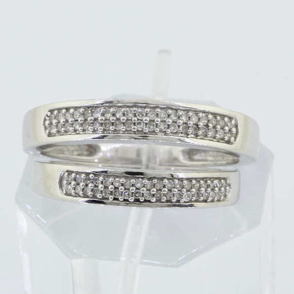 10K His and Her's Trio Diamond Wedding Set - Picture 5 of 7