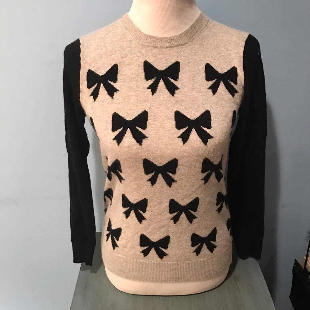 J.Crew XS Gray/Black “Take a Bow” Sweater