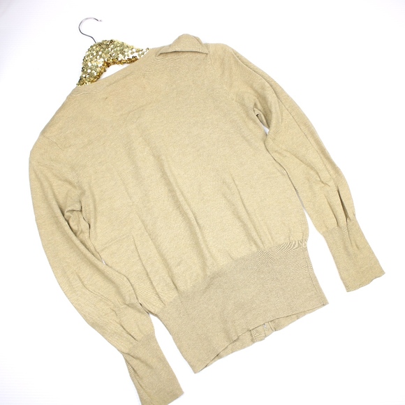 Square Beige Button Down Cardigan Side Bow - Picture 4 of 4