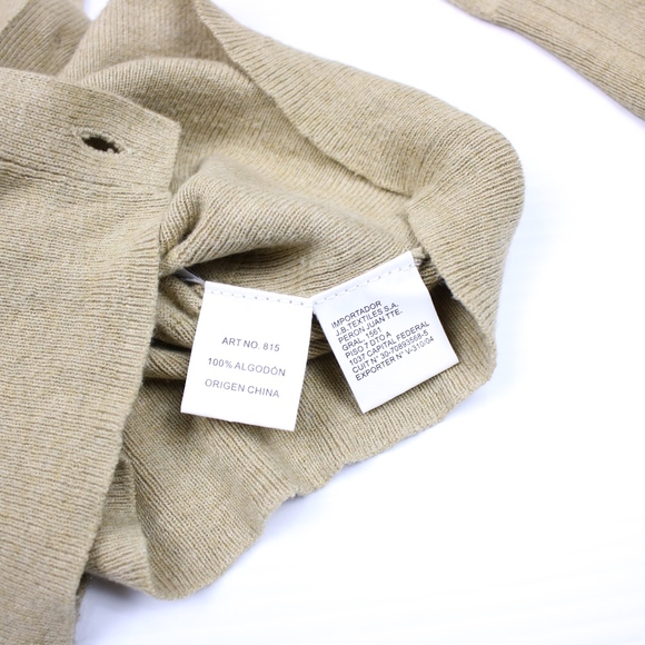 Square Beige Button Down Cardigan Side Bow - Picture 3 of 4