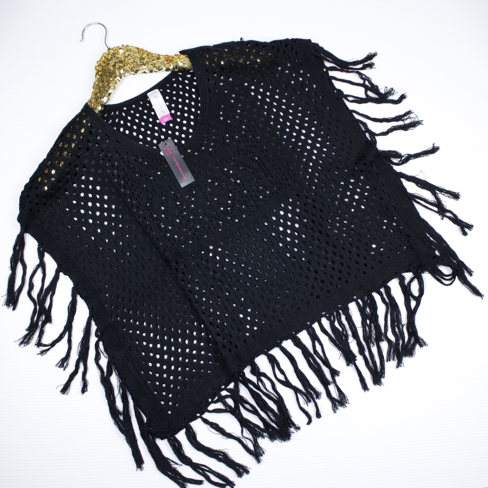 No Boundaries Knitted Kimono Fringes Sweater