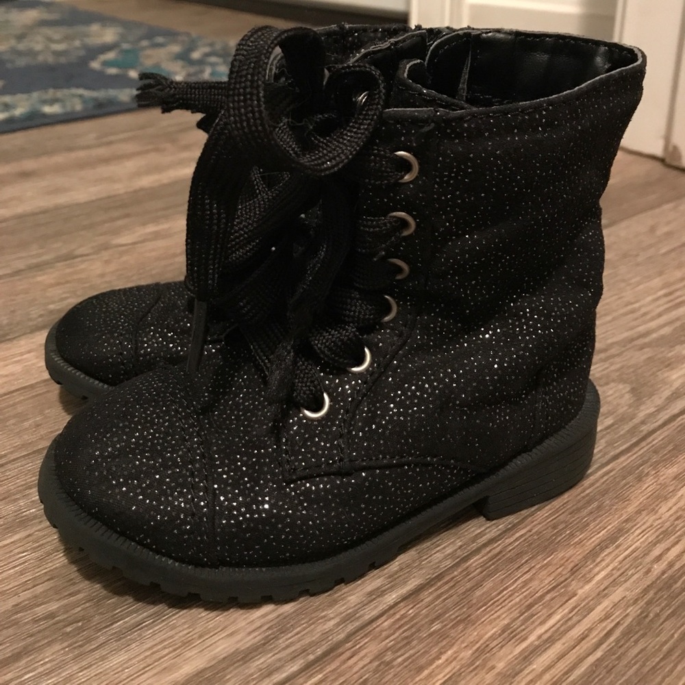 Toddler Cherokee black sparkly combat boots