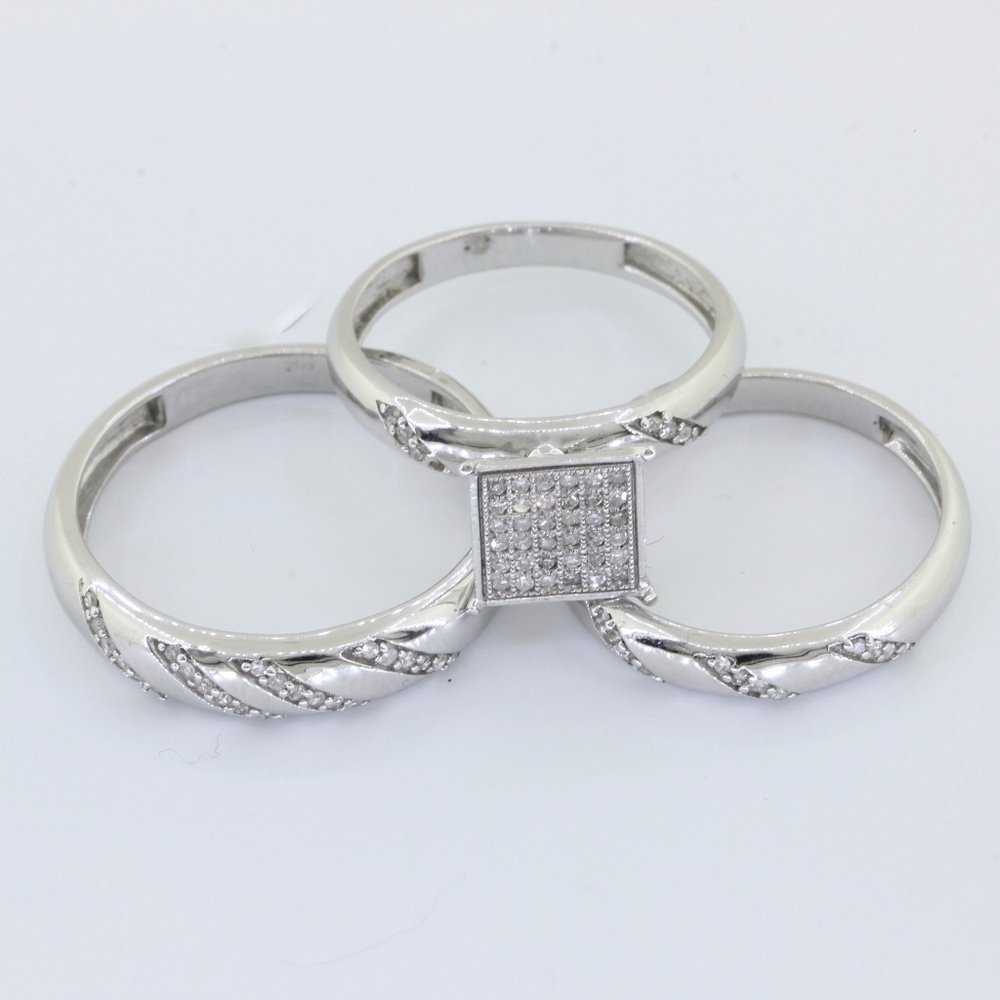 10K W Gold His & Her Diamond Engagement Bridal Set