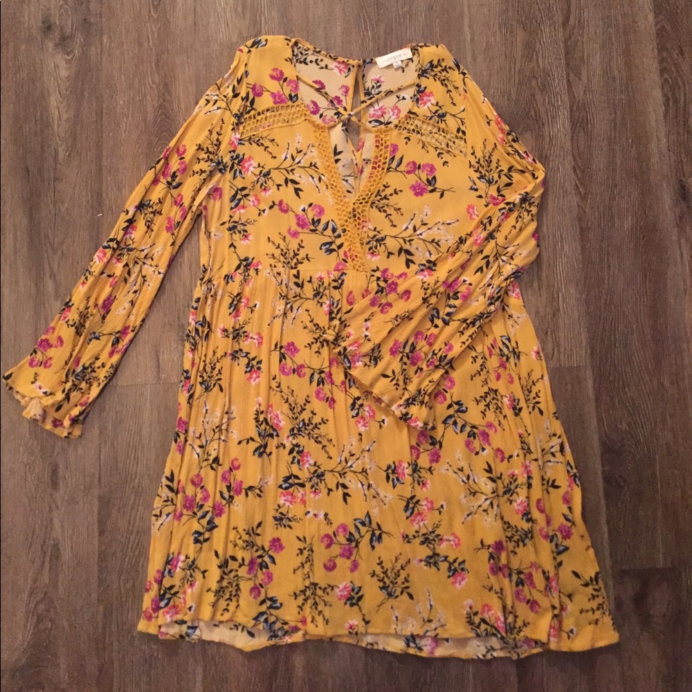 Umgee Gold Floral Dress-XL - Picture 1 of 4