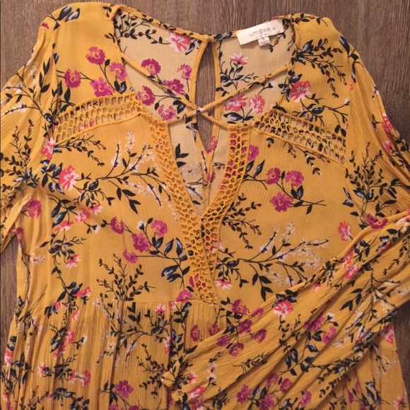 Umgee Gold Floral Dress-XL - Picture 2 of 4