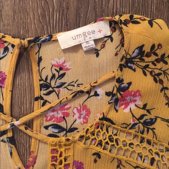 Umgee Gold Floral Dress-XL - Picture 3 of 4