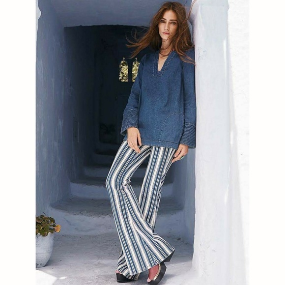 Free People Denim - Free People Jolene Striped Flare Jeans