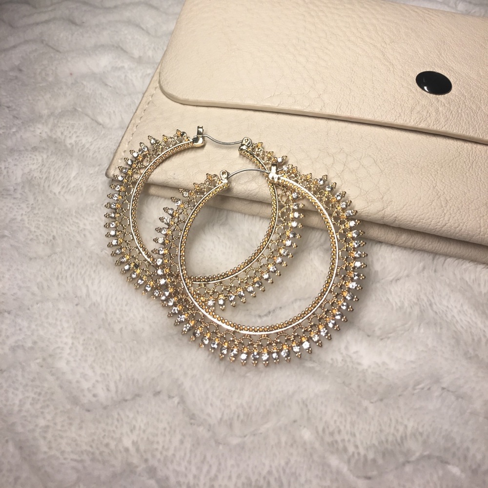 Gold Hoops with Diamond Cuts