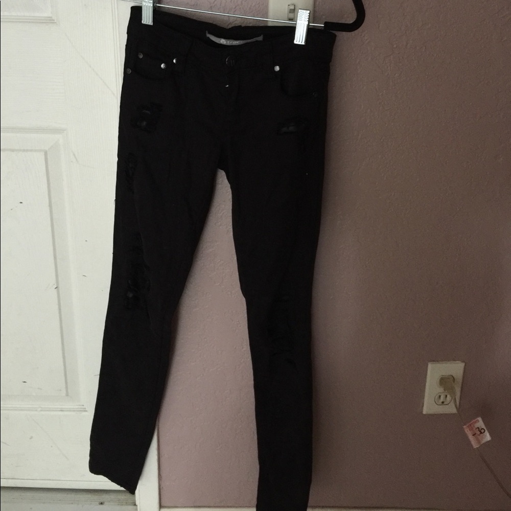 Tractr Jeans Black with leather rips size 10 Girls