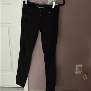 Tractr Jeans Black with leather rips size 10 Girls