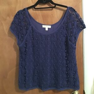 Blue lace shirt, size large