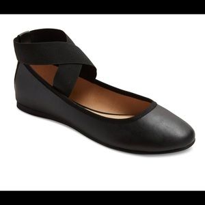Ballet flats with ankle wrap