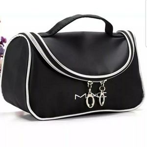 High quality black big nylon makeup bag.