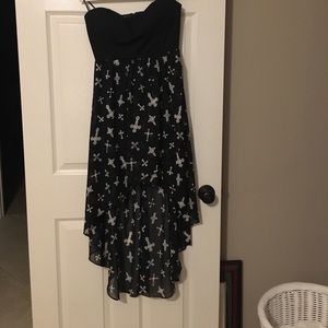 Strapless black hi-low dress