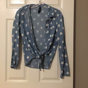 Cute tied blue and white shirt