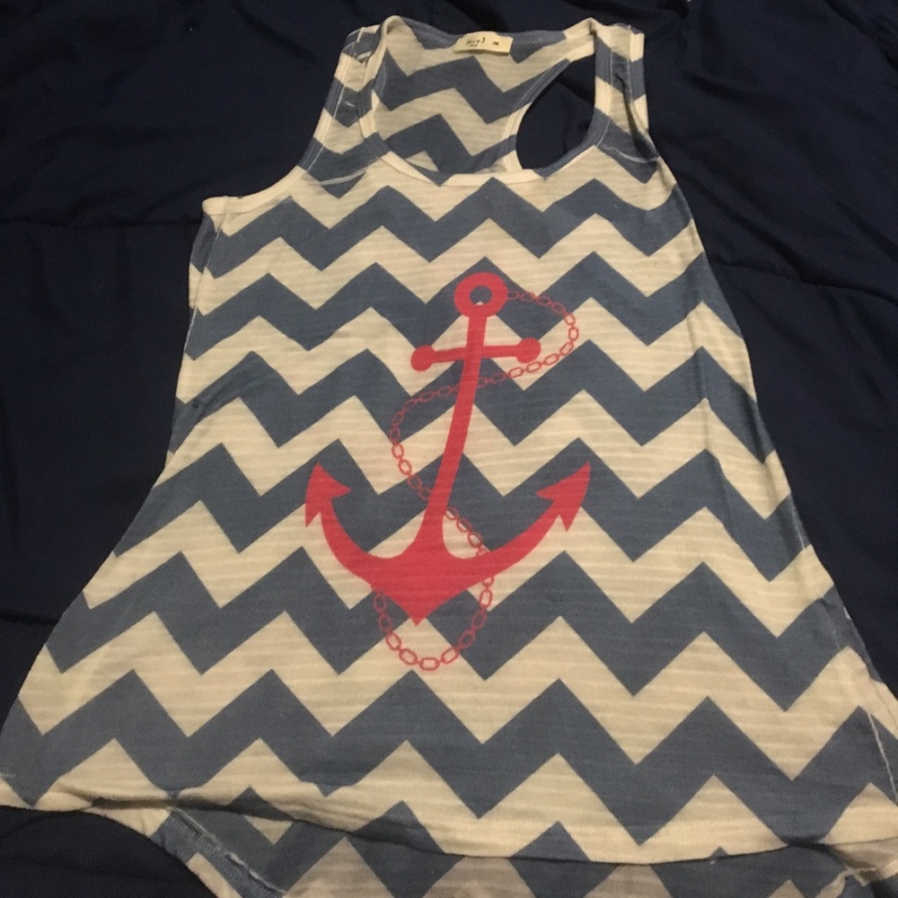 blue striped anchor tank top