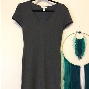 Dark Gray V-neck Bodycon Dress