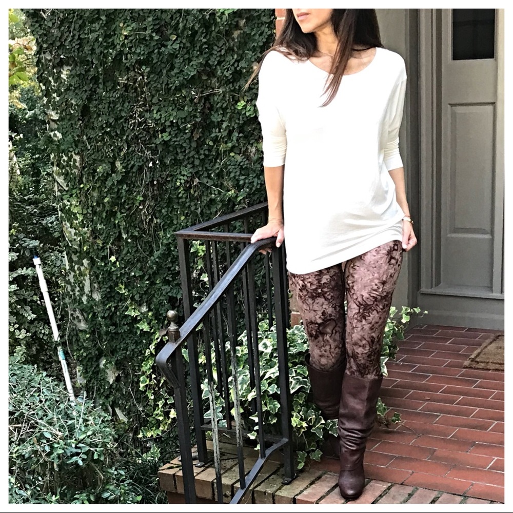 Brown tie dye brushed full length leggings - Picture 10 of 11