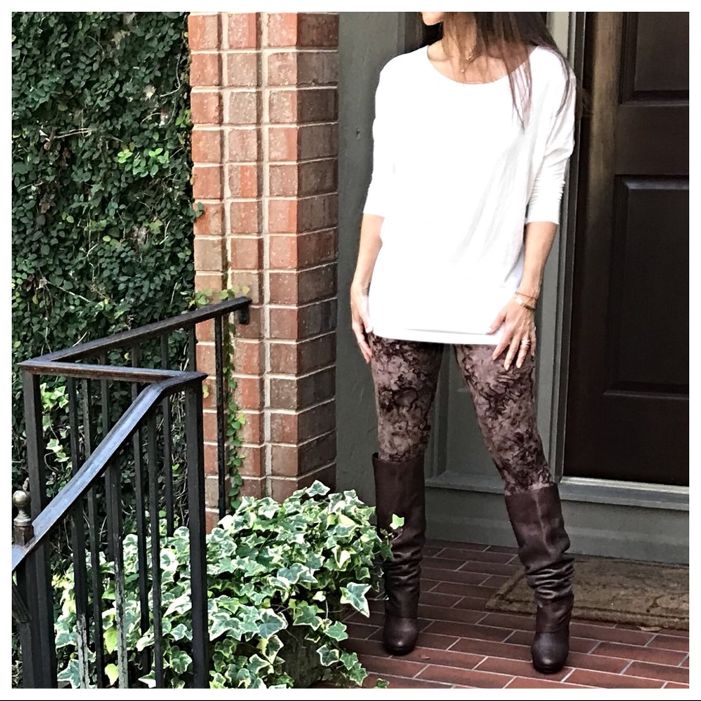 Brown tie dye brushed full length leggings - Picture 8 of 11