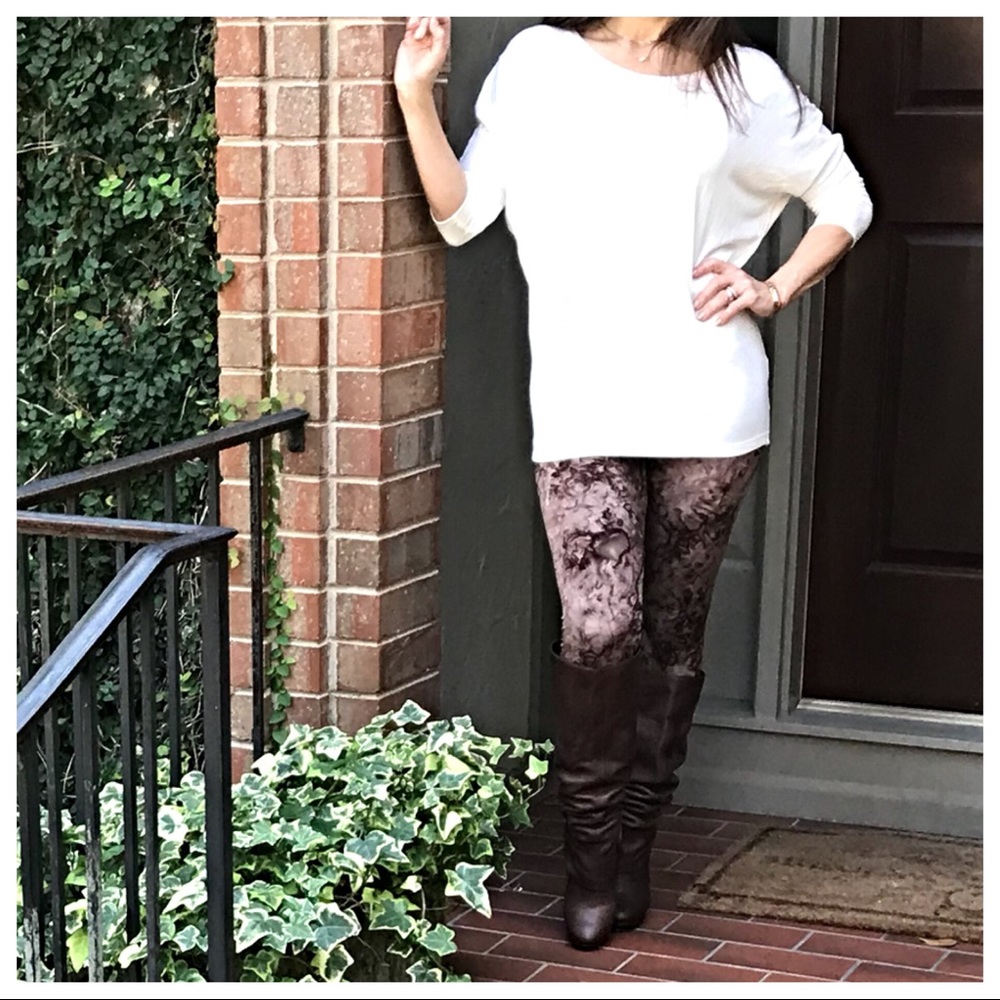 Brown tie dye brushed full length leggings - Picture 11 of 11