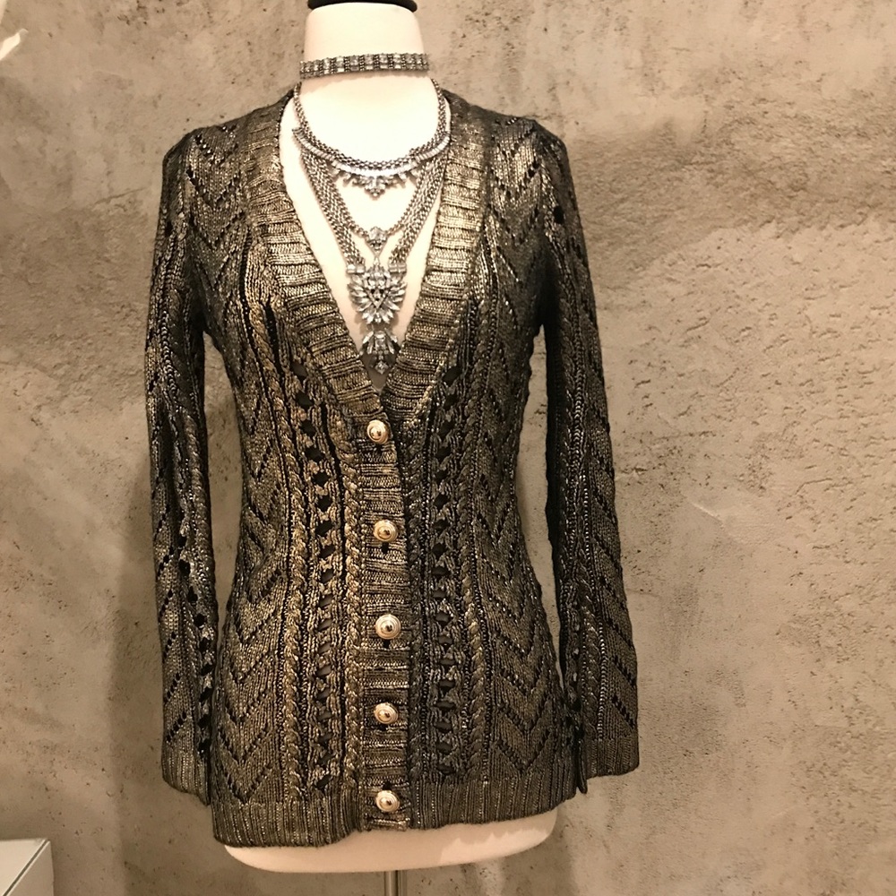 Gold metalic cardigan size s perfect condition