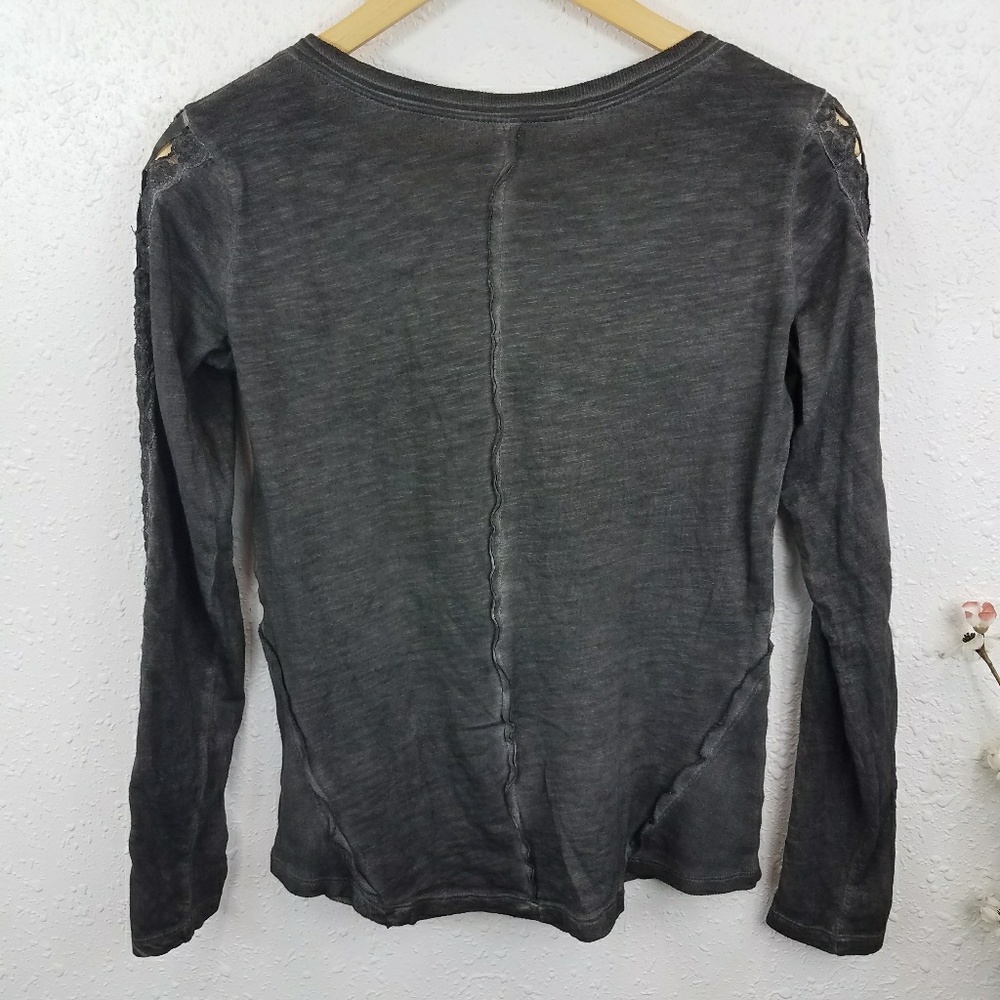 🔴SOLD🔴 Free People Shell Stitch Henley Blk Sz S - Picture 6 of 8
