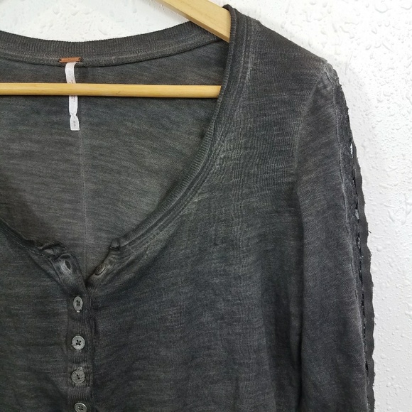 🔴SOLD🔴 Free People Shell Stitch Henley Blk Sz S - Picture 3 of 8
