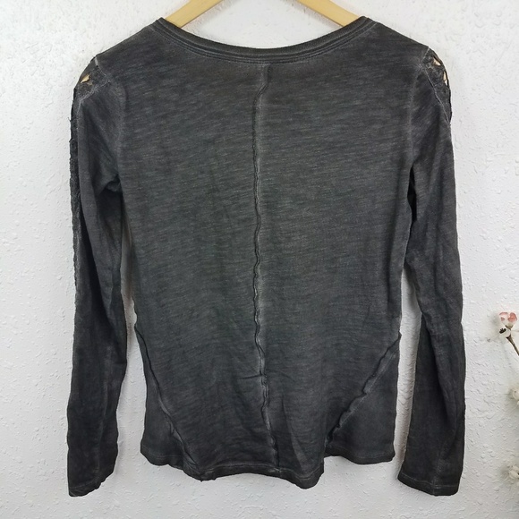 🔴SOLD🔴 Free People Shell Stitch Henley Blk Sz S - Picture 6 of 8