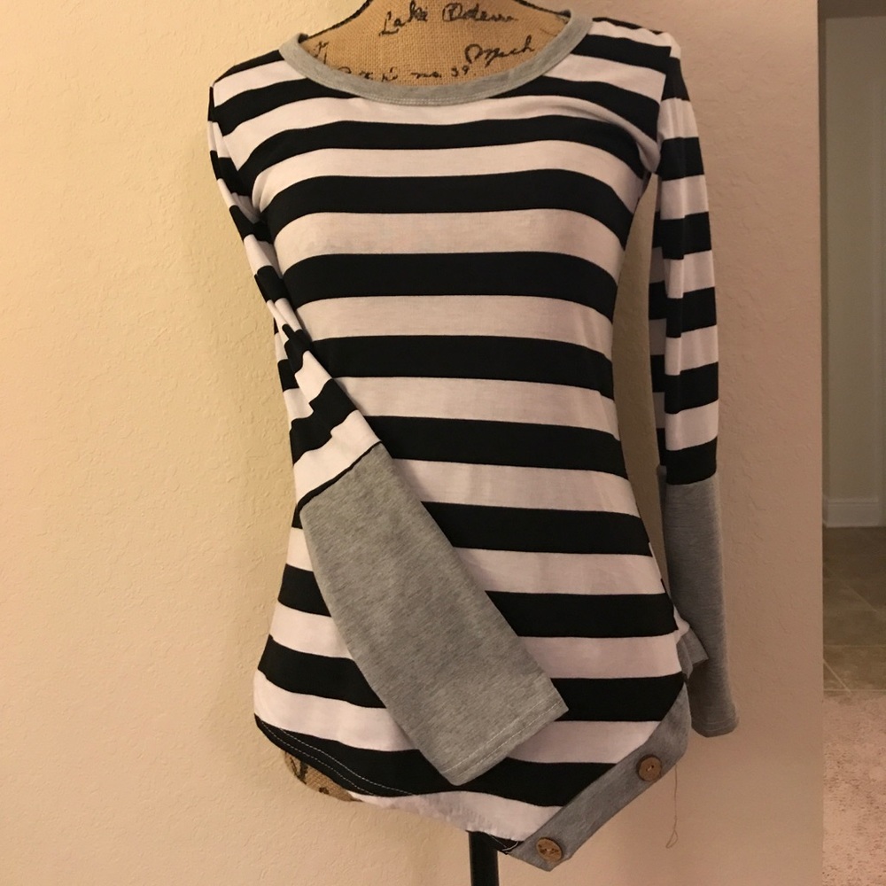 Black and white striped top