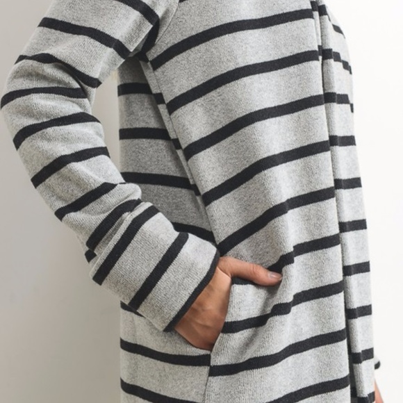 NWT // Grey Striped Sweater Cardigan - Picture 5 of 6
