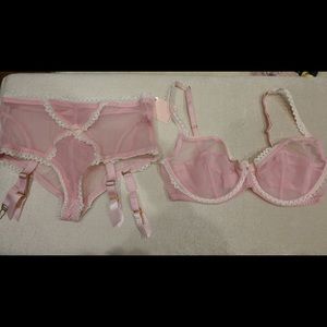 Light pink and white bra.