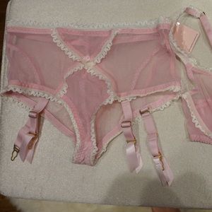 Pink pantie with attached garter. Price as marked.