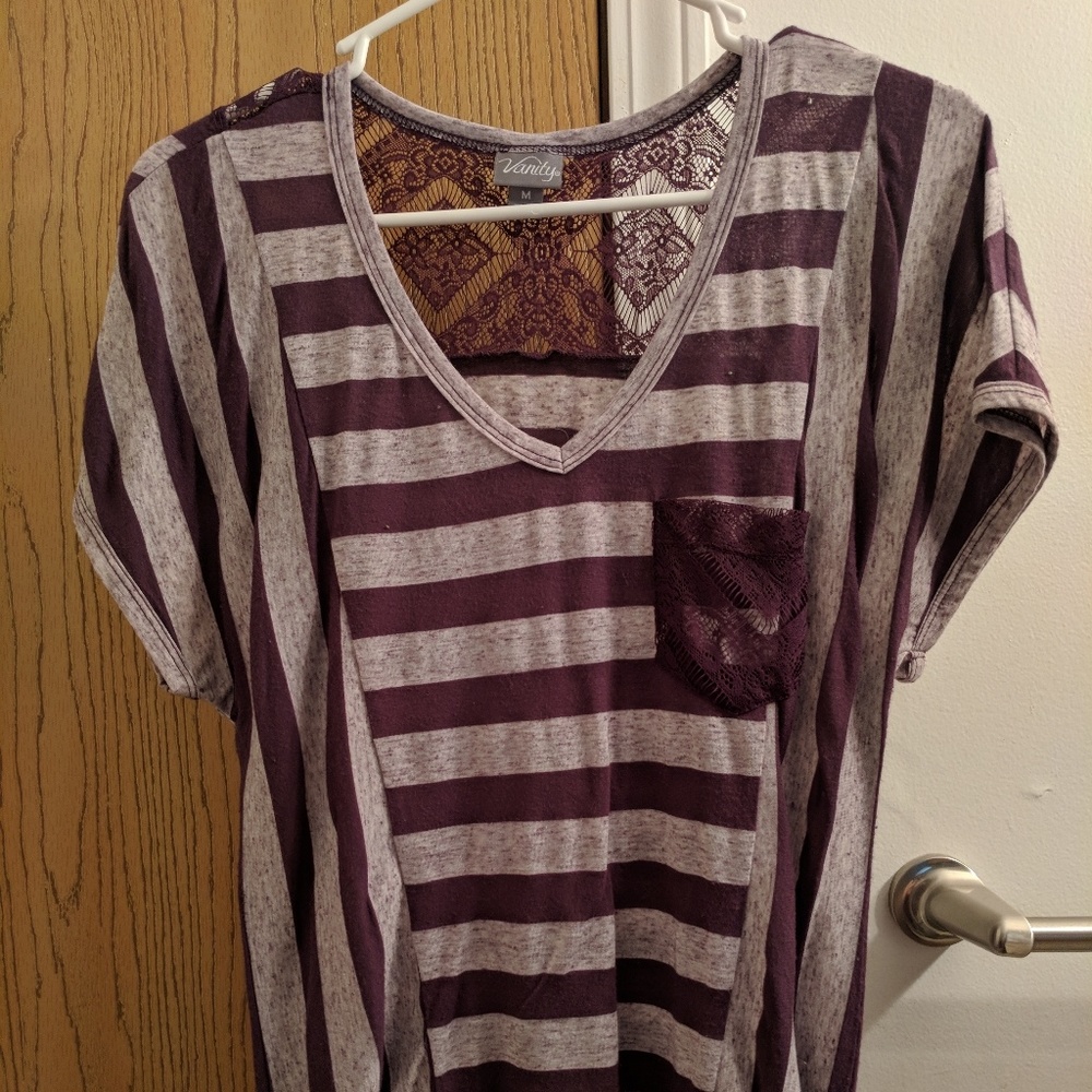 Stripped purple shirt