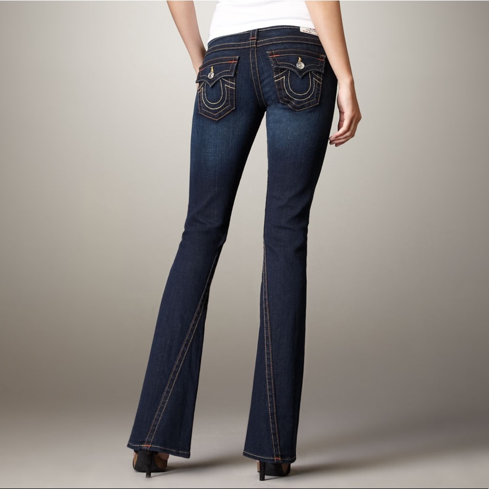 NWOT, True Religion, Joey twisted seam low-rise flare jeans, 25