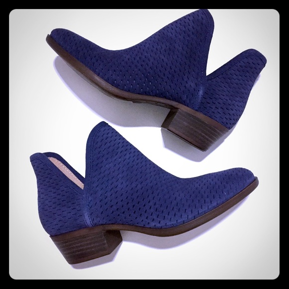 Sold Lucky Brand Baley Suede Blue Booties - Picture 7 of 8