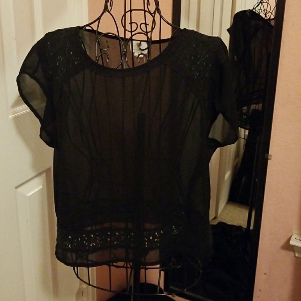 Sheer black crop top